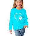 thumbnail image 1 of Holiday Outfits AJTQTH Lovely Dog Paw Heart Pattern Graphic T-Shirts for Kids Boys Girls Casual Long Sleeve Crewneck Pullover Sweatshirts Loose Oversized Baggy Shirts Light Blue 4-5 Years, 1 of 4