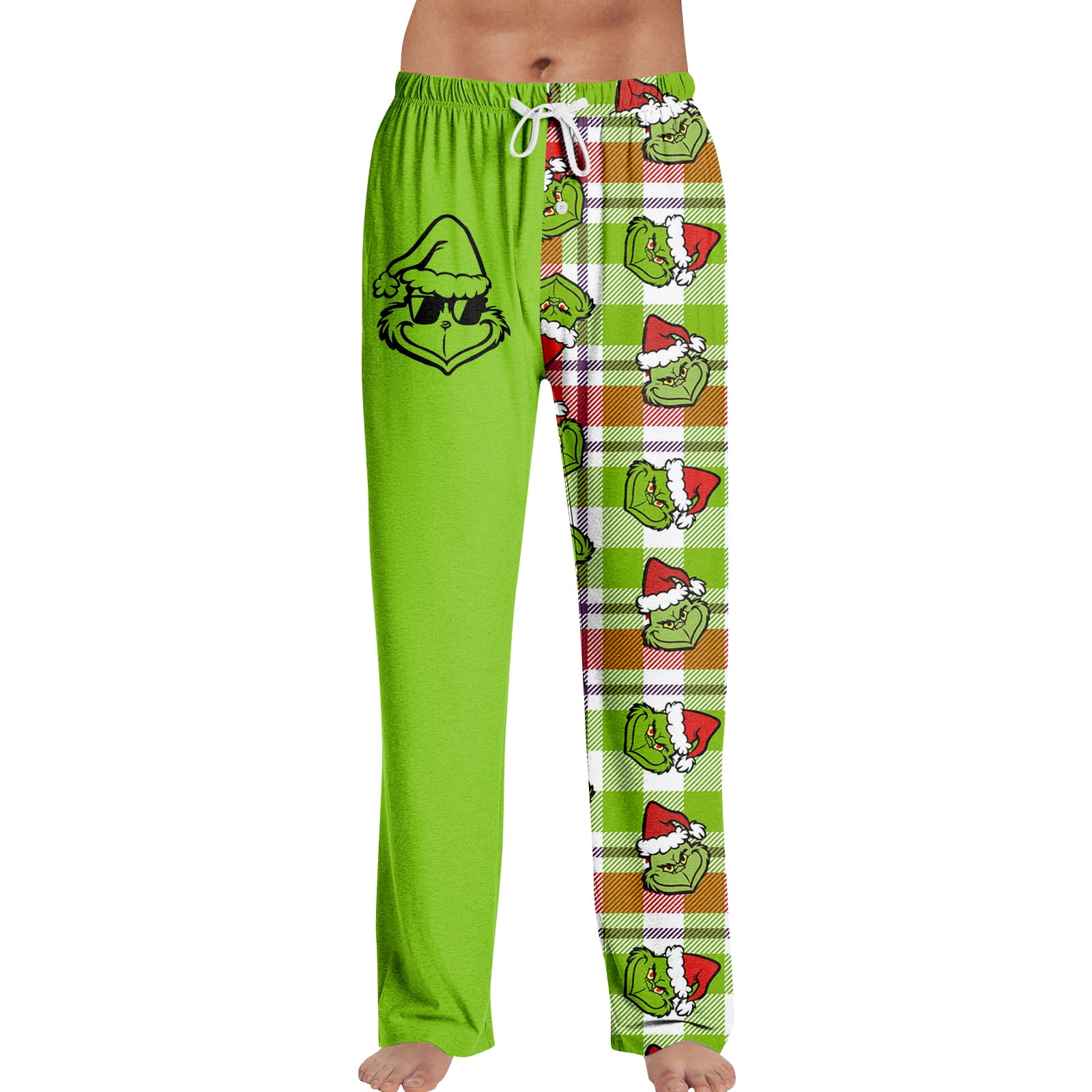 MLQIDK Holiday Pajama Pants Men Plaid Pajama Pants Stretch Comfy Santa ...