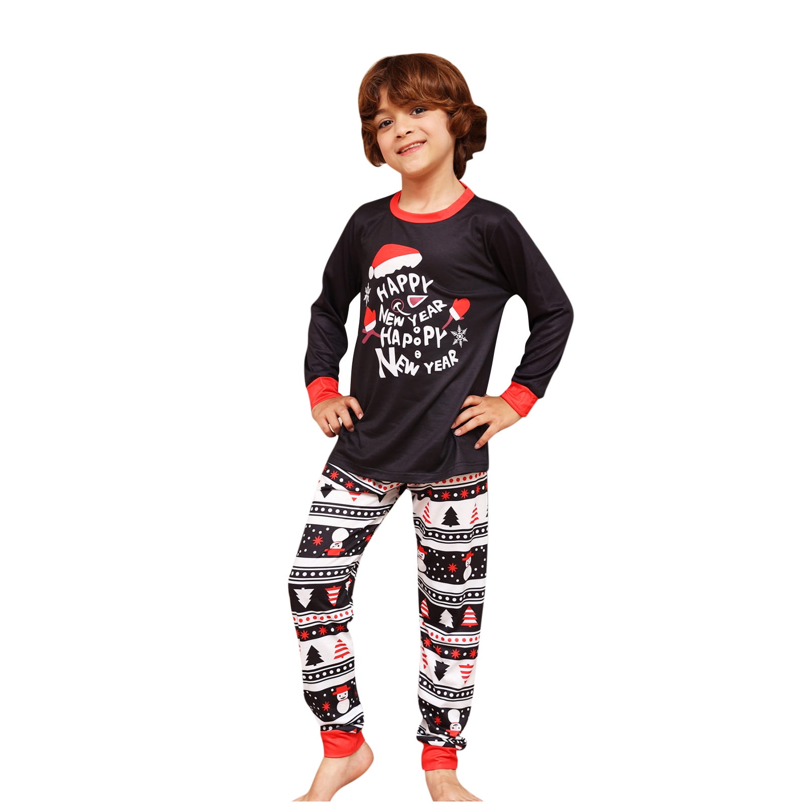 Holiday Pajamas Cute Deer Print Long Sleeve Totem PJS Set Sleepwear