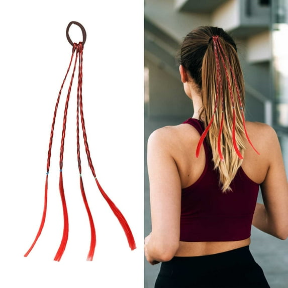 Holiday Party Colored Braid Wig - Colorful Braids, Ponytail Fashion Twist Braids, Gradient Hair Rope for Festive Parties & Fun, Easy to Use, 7 Bright Colors, Adjustable Elastic Headband Wedding, Hal
