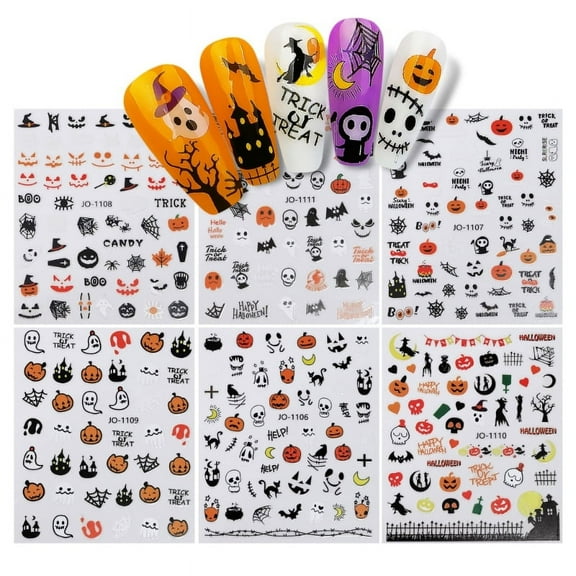 Holiday Party Nail Art Decals Manicure Adhesive Nail Sticker Christmas Halloween Designs Transfer Decal Slider Wrap