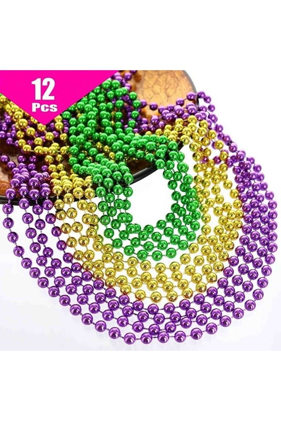 Holiday Party Necklace - Colorful Plastic Beaded Carnival Mardi Gras Accessory for Women, Festive Costume Jewelry for Birthday & Christmas Celebrations, Lightweight & Durable Party Favors