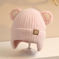 thumbnail image 1 of Holiday Party Outfits Aueoeo Baby Hat Cute Bear Toddler Earflap Beanie Warm for Fall Winter Toddler Girls Boys Knit Cap Pink, 1 of 5