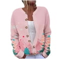 thumbnail image 1 of Winter Warm Women's Festive Christmas Design Print Button up Cardigan Sweater Cable Knit Long Sleeve Knitwear Outerwear, 1 of 8