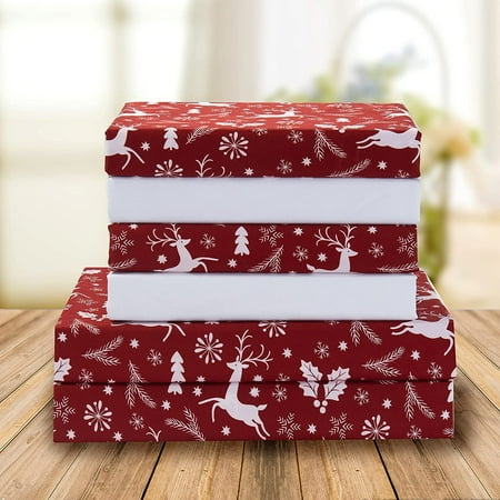 Holiday Pattern 1500 Series Sheet set (6-Piece) Bedding Set, Full, Burgundy Reindeer