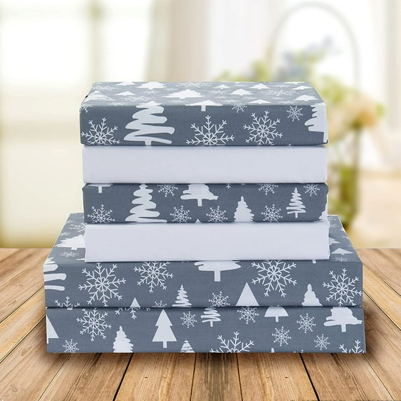 Holiday Pattern 1500 Series Sheet set (6-Piece) Bedding Set, Full, Christmas Tree