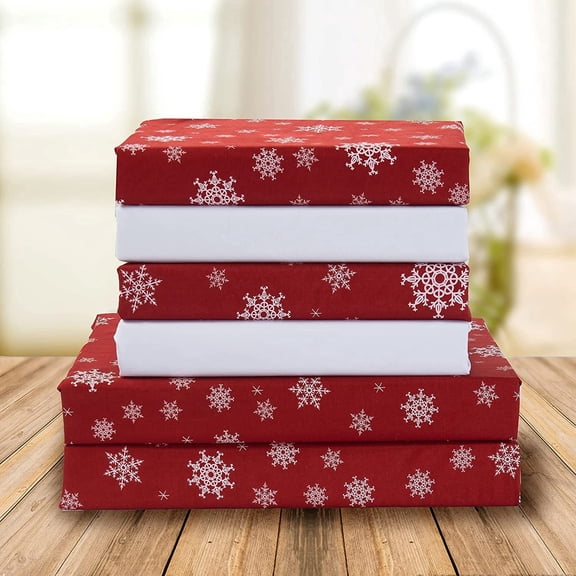 Holiday Pattern 1500 Series Sheet set (6-Piece) Bedding Set, King, SnowFlake-Burgundy