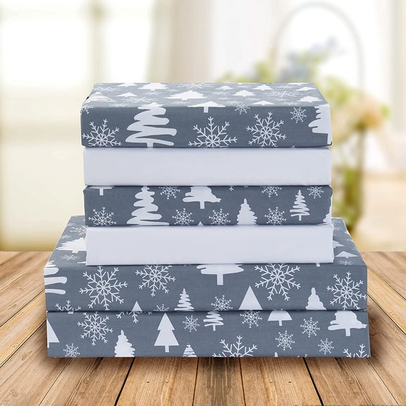 Holiday Pattern 1500 Series Sheet set (6-Piece) Bedding Set, Queen, Christmas Tree