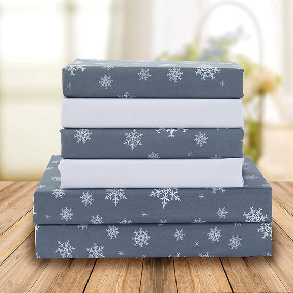 Elegant Comfort 1500 Series Snowflake 6-Piece Queen Sheet Set, 16" Deep Pocket Cooling Microfiber Bed Sheets, Snowflake Gray
