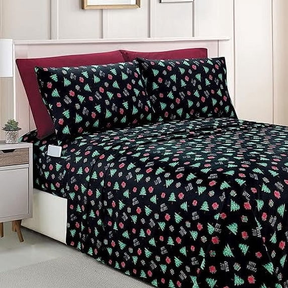 Holiday Pattern Microfiber Wrinkle and Fade Resistant (6-Piece) Bedding Set, Full, Feliz Navidad