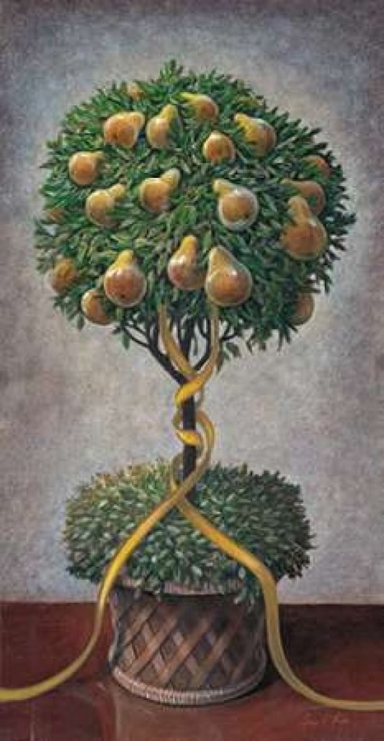 Holiday Pear Topiary Canvas Art - Arnie Fisk (12 x 18)