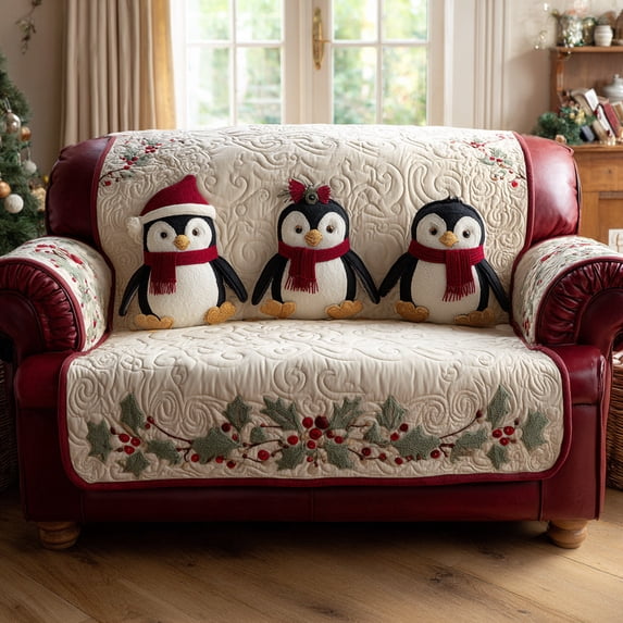 Holiday Penguin Quilted Sofa Cover - Walmart.com