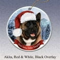 thumbnail image 1 of Holiday Pet Gifts Akita (Black & Red) Santa Hat Dog Porcelain Christmas Ornament, 1 of 1
