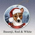 thumbnail image 1 of Holiday Pet Gifts Basenji Santa Hat Dog Porcelain Christmas Tree Ornament, 1 of 1
