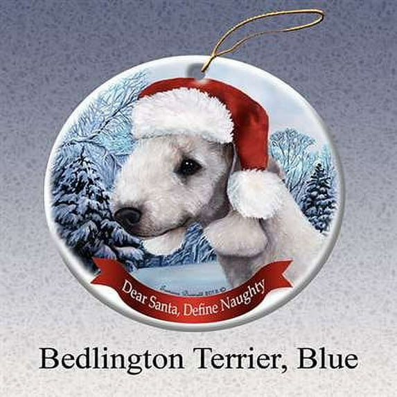 Holiday Pet Gifts Bedlington Terrier (Blue) Santa Hat Dog Porcelain Ornament