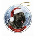 thumbnail image 1 of Holiday Pet Gifts Bouvier Grey Santa Hat Dog Porcelain Christmas Tree Ornament, 1 of 1