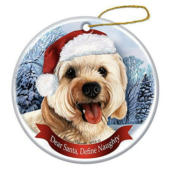 Holiday Pet Gifts Cavapoo Santa Hat Dog Porcelain Christmas Tree Ornament