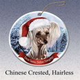 thumbnail image 1 of Holiday Pet Gifts Chinese Crested, Hairless Santa Hat Dog Porcelain Ornament, 1 of 1