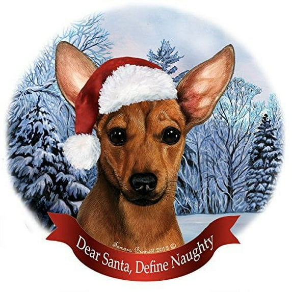 Holiday Pet Gifts Chiweenie Red Santa Hat Dog Porcelain Christmas Tree Ornament