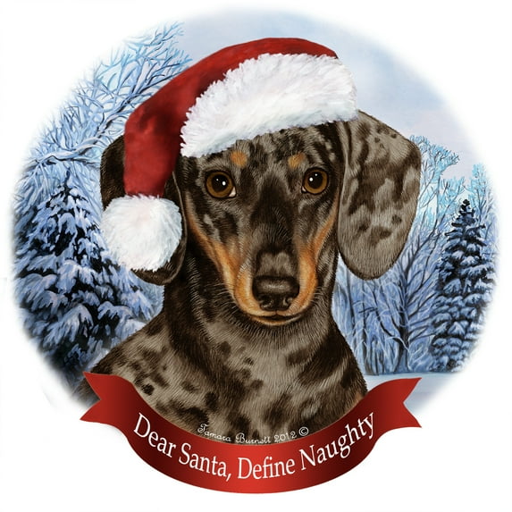Holiday Pet Gifts Dachshund Dapple Chocolate and Tan Dog Porcelain Ornament