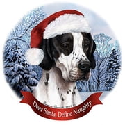Holiday Pet Gifts English Pointer Black Santa Hat Dog Porcelain Ornament