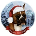 thumbnail image 1 of Holiday Pet Gifts Fawn Boxer, Cropped Santa Hat Cat Porcelain Christmas Ornament, 1 of 1