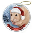 thumbnail image 1 of Holiday Pet Gifts Solid Beige Rat Santa Hat Porcelain Christmas Tree Ornament, 1 of 1