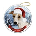 thumbnail image 1 of Holiday Pet Gifts Whippet (Tan) Santa Hat Dog Porcelain Christmas Tree Ornament, 1 of 1