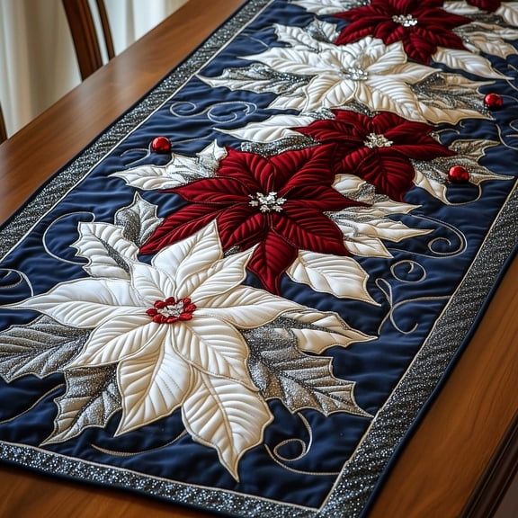 Holiday Petal Quilted Table Runner