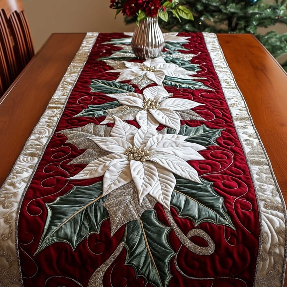 Holiday Petal Quilted Table Runner