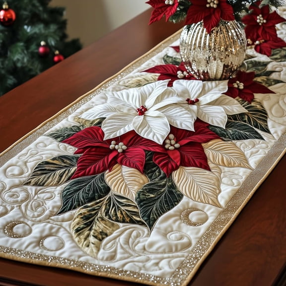 Holiday Petal Quilted Table Runner