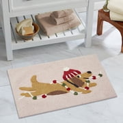 Holiday Pink Dog Cotton Bath Rug, Multi-color, 17" x 24"