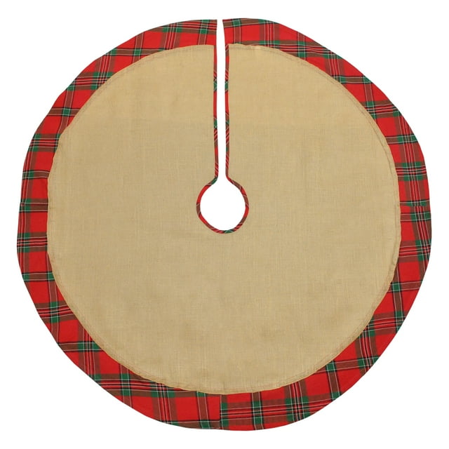 Holiday Plaid Burlap Tree Skirt