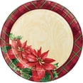 thumbnail image 1 of Holiday Plaid Poinsettia Symbols 7-inch Paper Plates 8 Per Pack, 1 of 1
