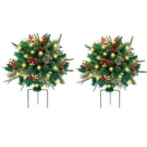 Holiday Planter Filler Decorations, Lighted Christmas Tree Urn Filler with Cones and Berries, Outdoor and Indoor Festive Holiday Display, Christmas Decor Set
