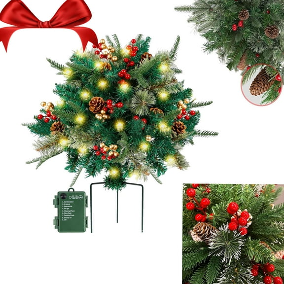 Holiday Planters, Holiday Planter Filler, Prelit Planter Bushes,Prelit Holiday Planter,Twinkle Twig Trees,Christmas Holiday Planter Decorations, Lighted Artificial Xmas Pine Trees With Tripod Stake