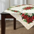 thumbnail image 1 of Holiday Poinsettias Easy-Care Printed Table Throw (50" x 50" Square, Panel), 1 of 1