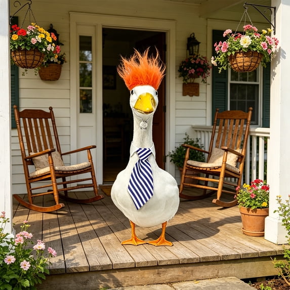 Holiday Porch Goose Funny Outfits with Wig, All Season Costume Clothes for Lawn Garden Patio Indoor Outdoor Statue Decor