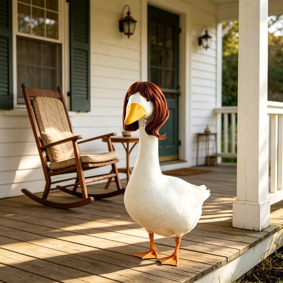 Holiday Porch Goose Funny Outfits with Wig, All Season Costume Clothes for Lawn Garden Patio Indoor Outdoor Statue Decor