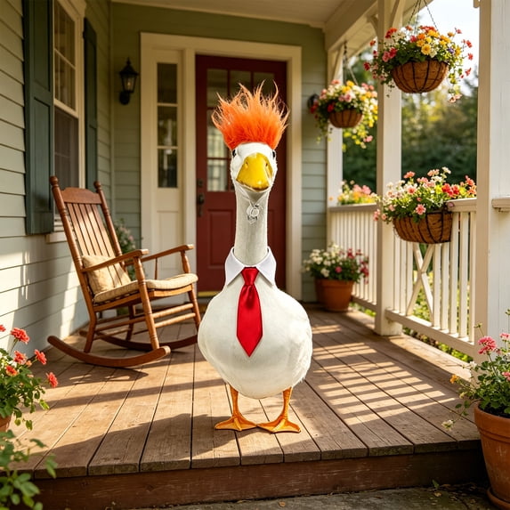 Holiday Porch Goose Funny Outfits with Wig, All Season Costume Clothes for Lawn Garden Patio Indoor Outdoor Statue Decor