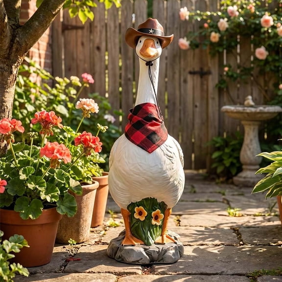 Holiday Porch Goose Outfits All Seasons Goose Clothes Umbrella Easter Statue Costume for Patio Lawn Outdoor