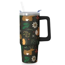 Holiday Presents 30oz Stainless Steel Travel Tumbler with Handle and Straw, Christmas Coffee Mug, Leak Proof Insulated Cup for Women Men