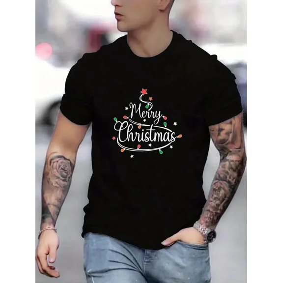 Holiday Print Red Green Lettering Festive Icon Soft Unisex T-Shirt up to size 5XL