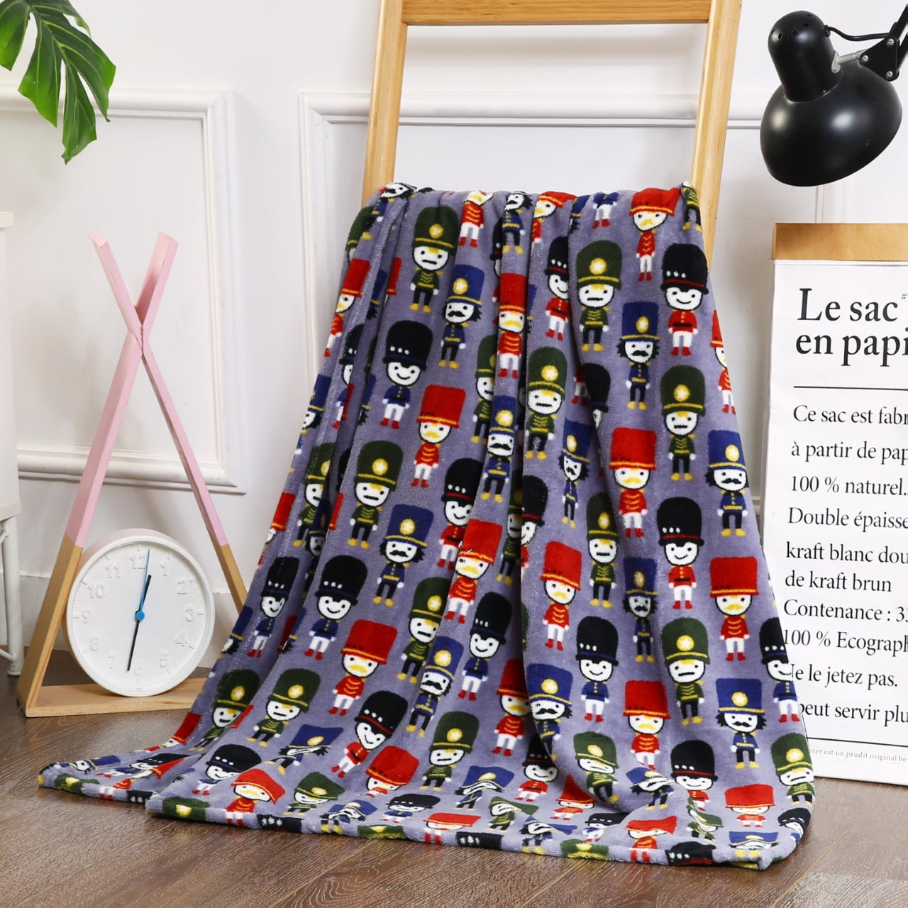 Holiday Printed Fleece ThrowBlanket 50" x 60inch, (Nut Crackers