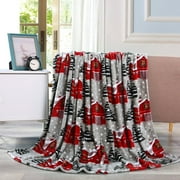 Holiday Printed Fleece ThrowBlanket 50" x 60inch, (Snow Barn)