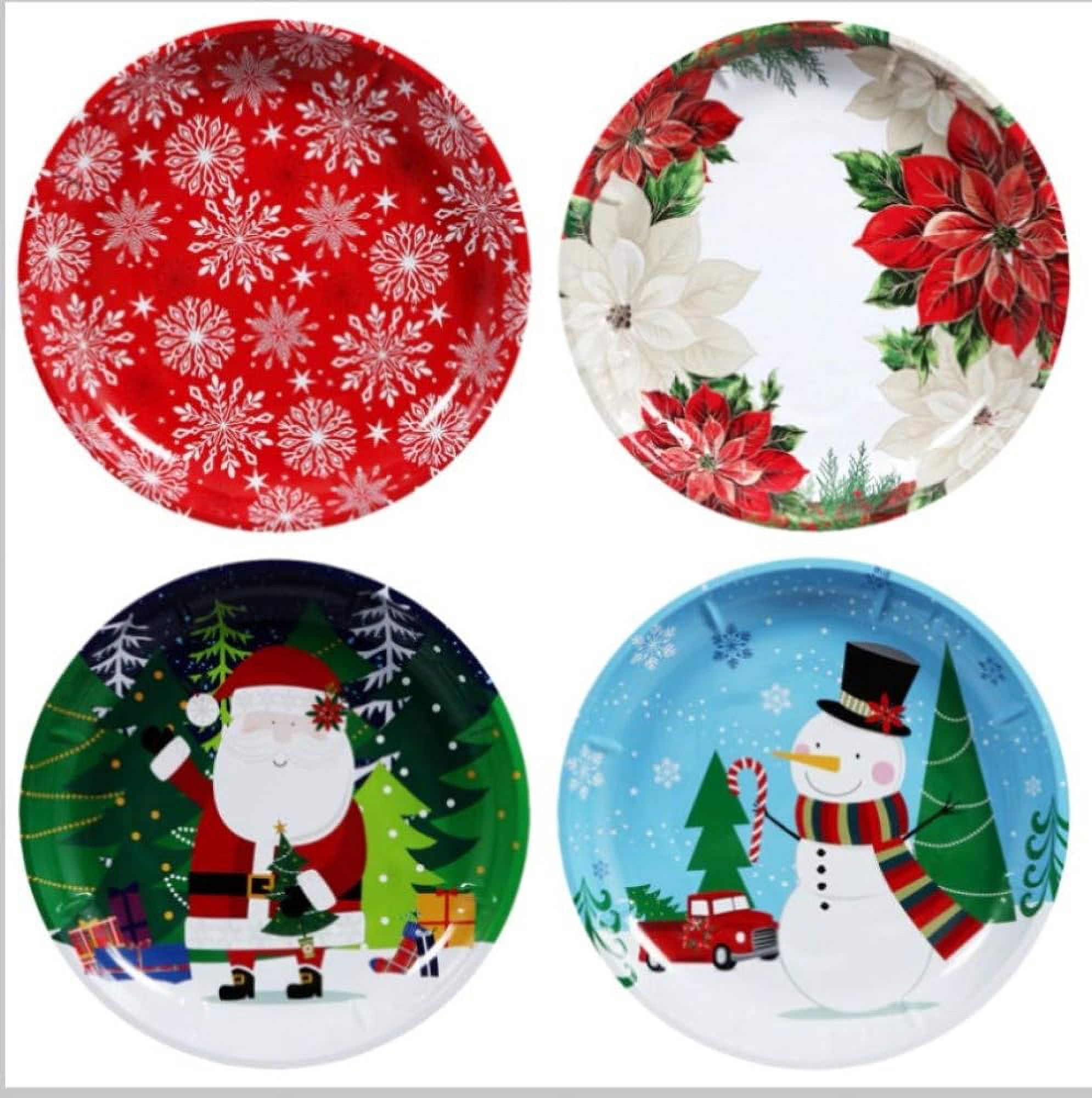 Holiday Prints Round Tin Serving Trays Cookie Plates Christmas Platters