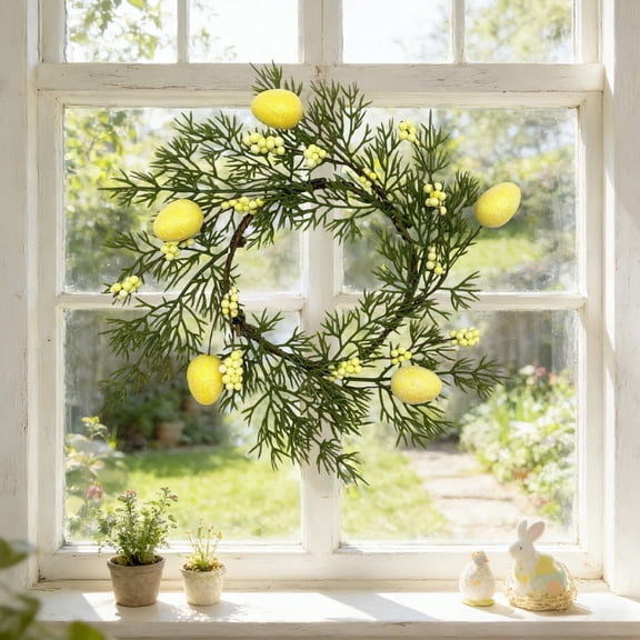 Holiday Products, Easter Egg-Shaped Rattan Wreath Decoration And Easter Party Garland And Holiday Decoration