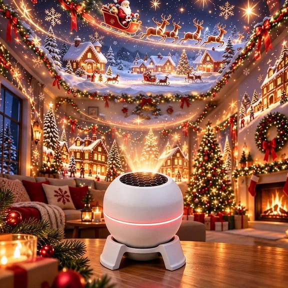 Holiday Projection Night Light, Christmas Themed Projection Lamp for Indoor Wall Ceiling Decor, Ideal Holiday Gift for Family Friends