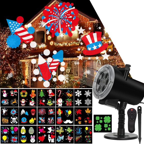 Holiday Projector Light, Halloween Christmas Projector Lights 16 HD Slides LED Waterproof Light Outdoor Indoor Lights with Remote Control for Party Garden Halloween Xmas Holiday Landscape Decor