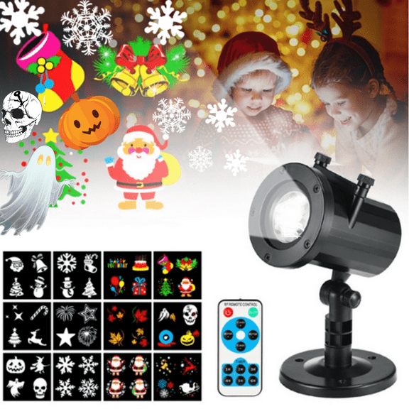 Christmas Projector Light, Halloween Projector with Remote Control 12W LED Projector, 12 HD Slides LED Waterproof Light Outdoor Indoor Light for Party Garden Halloween Xmas Holiday Land